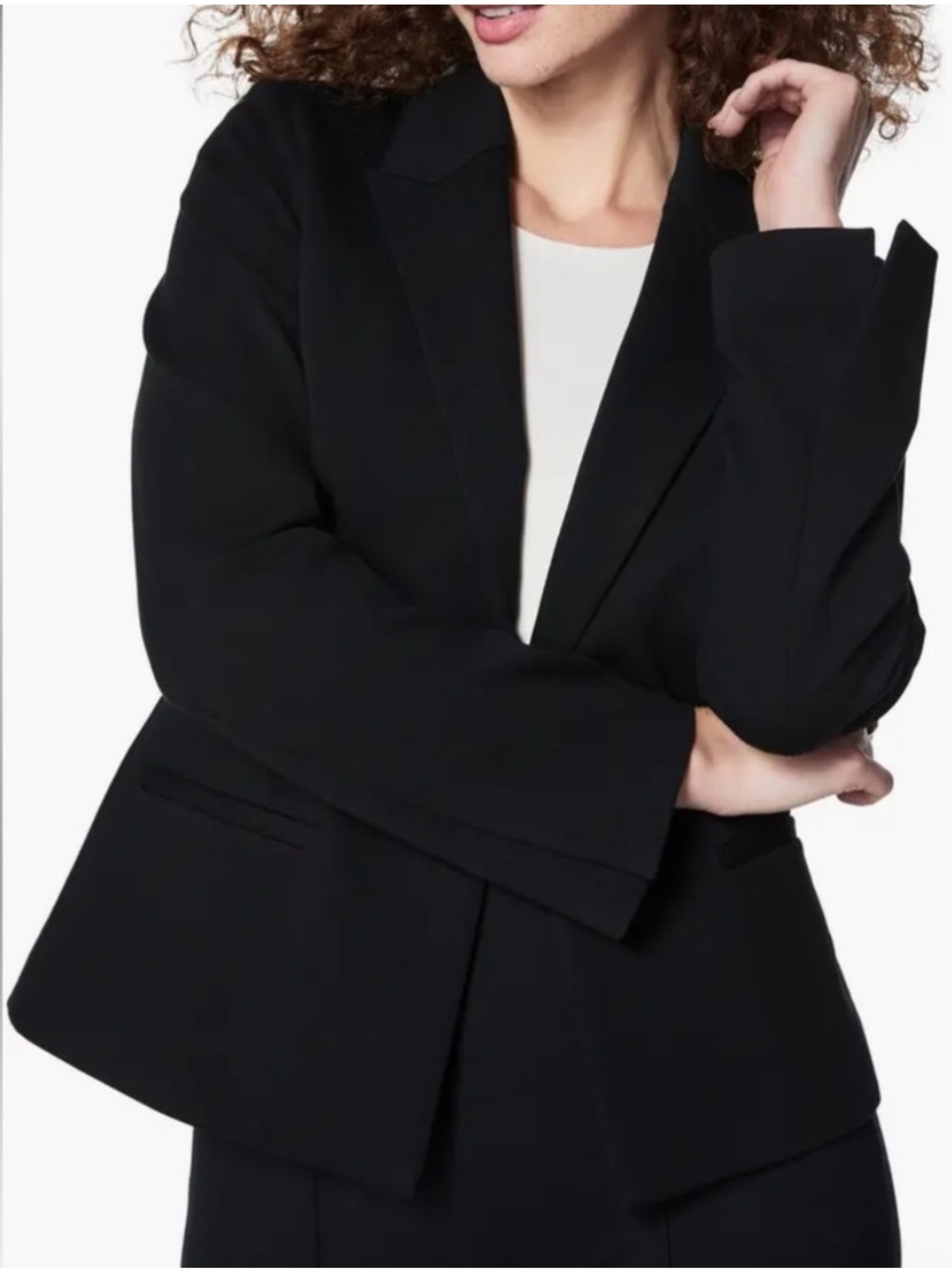 Spanx 2X Regular Blazer Ponte Crop Blazer I’m Classic Black gold button NWT